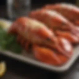 Elegant lobster tails ready for steaming