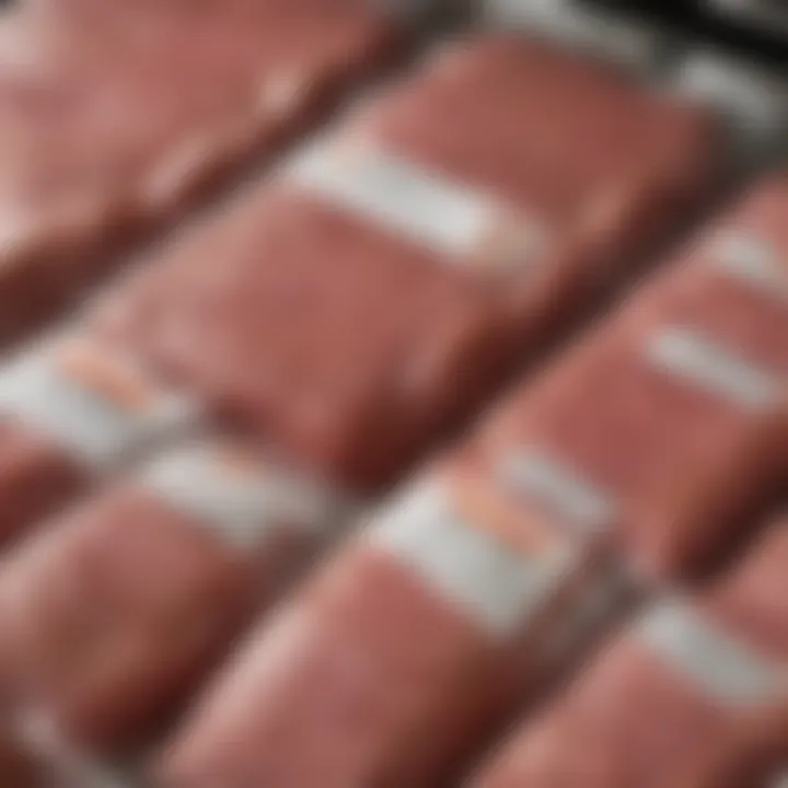 Properly labeled packages of frozen meat
