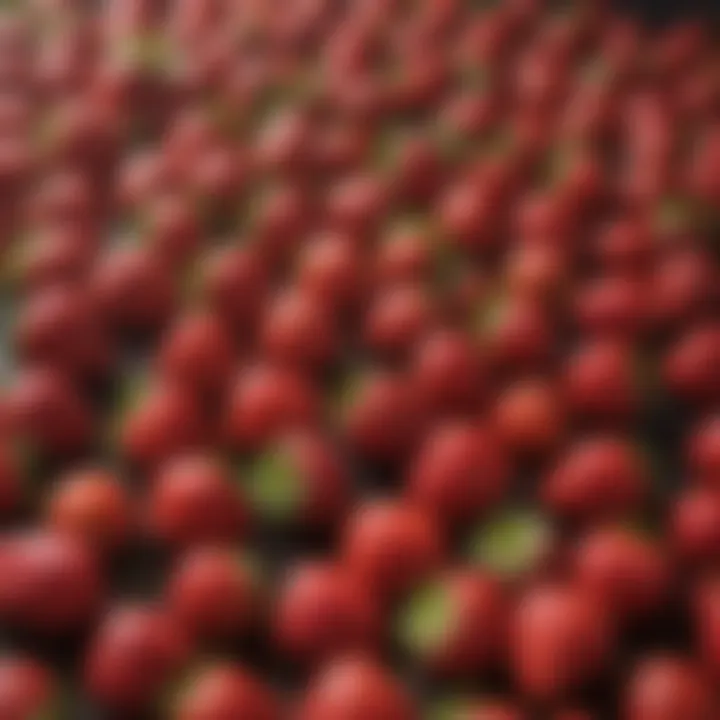 Seasonal strawberry harvest in the field