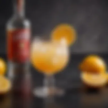 Elegant tequila cocktail garnished with citrus fruits