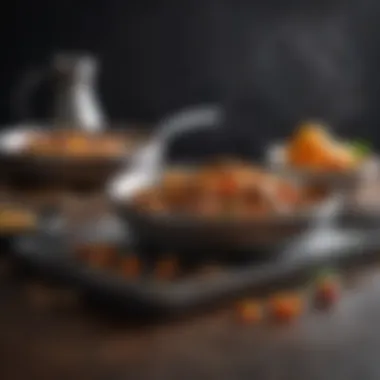 Gourmet Creation in Textured Titanium Cookware Elegant dish prepared using textured titanium cookware, highlighting its performance.