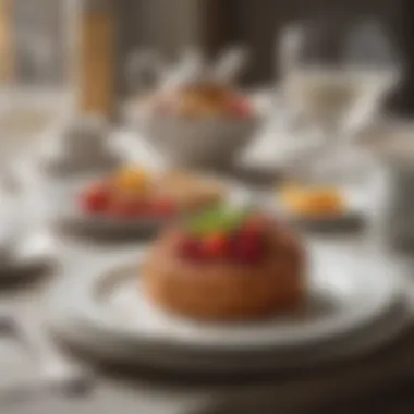 Elegance of Vintage Dining Elegant vintage dish set displayed on a dining table
