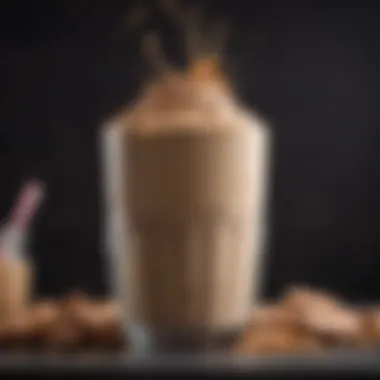 Perfectly Blended Consistency A smooth and creamy protein shake in a glass.