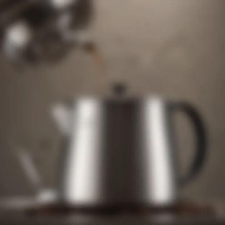 A close-up of brewing coffee in a classic percolator