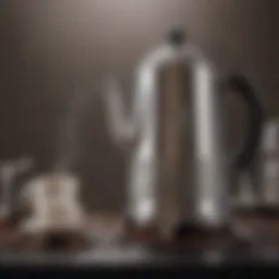 An elegant metal coffee percolator showcasing intricate craftsmanship