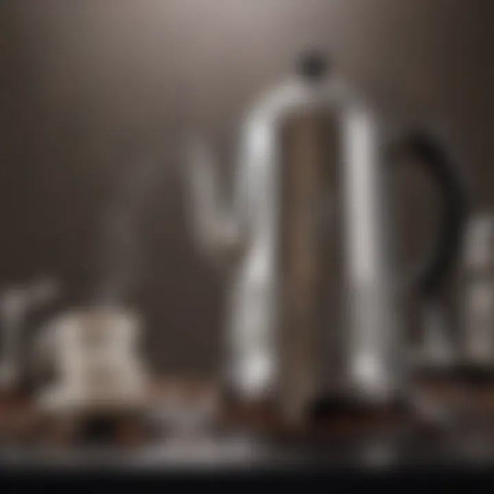 An elegant metal coffee percolator showcasing intricate craftsmanship