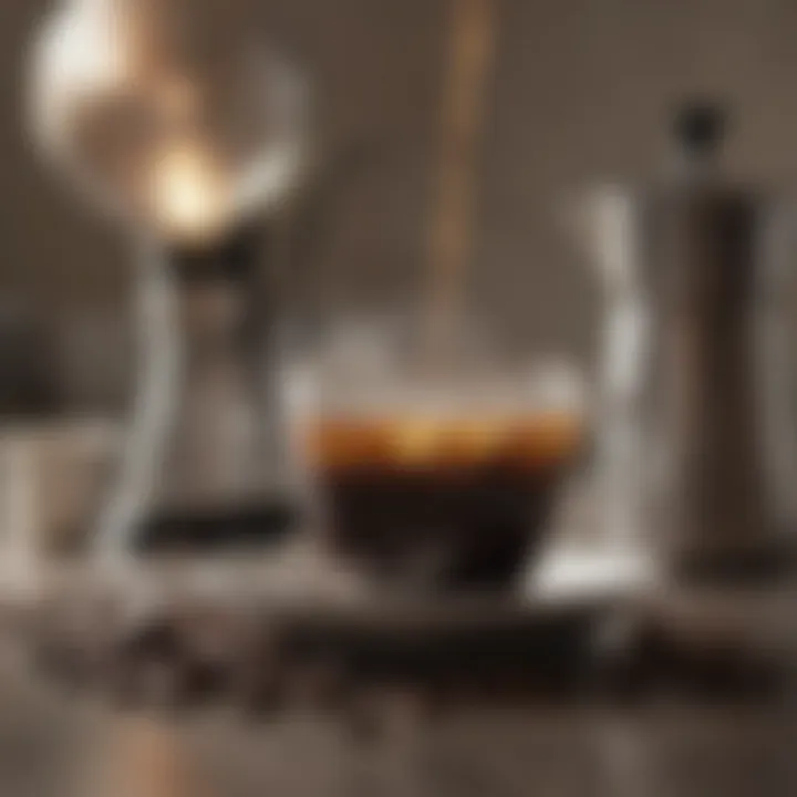 A beautifully presented cup of coffee brewed with a percolator