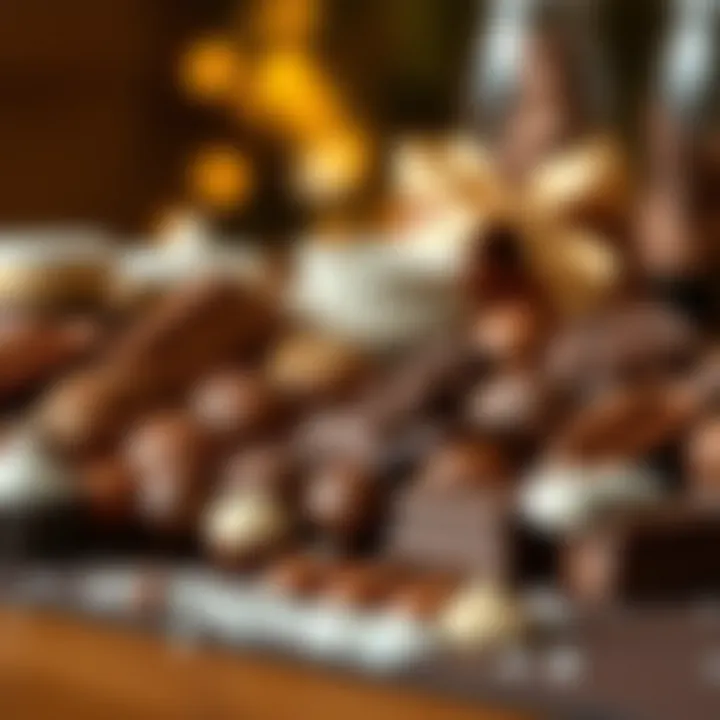 An elegant selection of artisanal chocolates beautifully arranged.