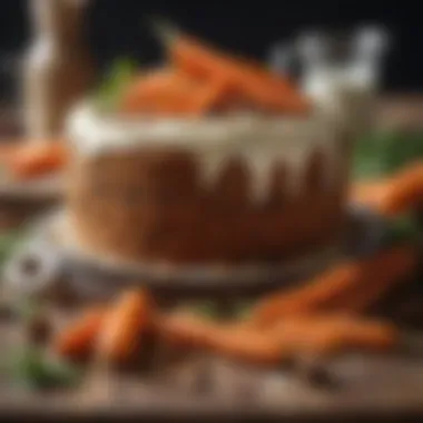 Close-up of fresh carrots and spices used in carrot cake