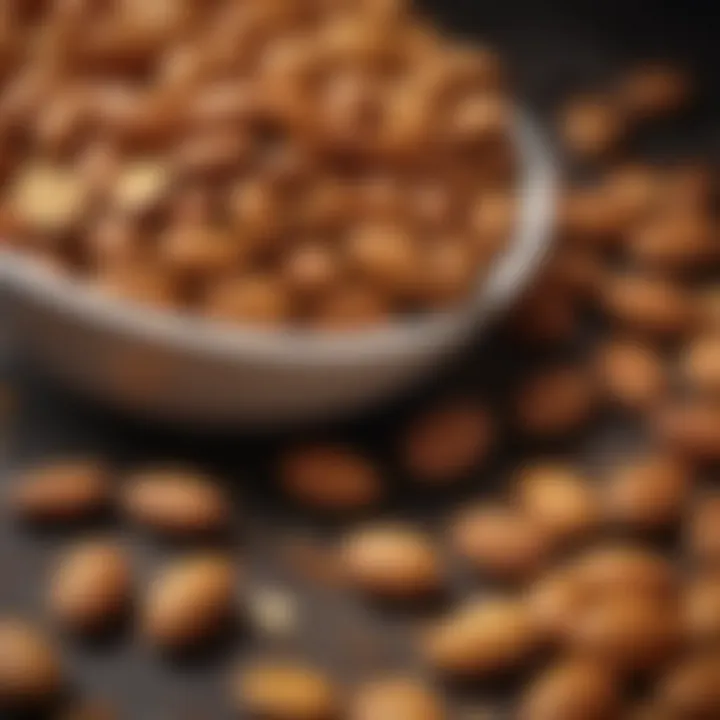 Freshly roasted almonds with a golden brown hue, highlighting their crispy texture.