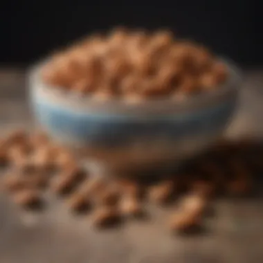 A decorative bowl filled with roasted salted almonds, inviting for a gathering.