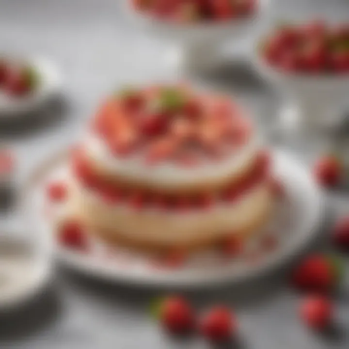 A beautifully arranged platter showcasing the Milkbar strawberry cake alongside its fresh ingredients.