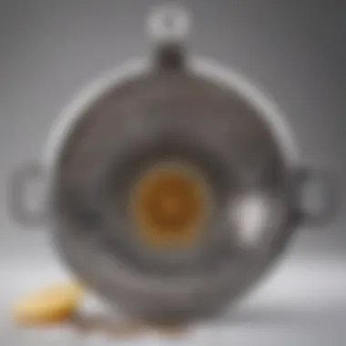 Intricate design of a stainless steel strainer showcasing functionality