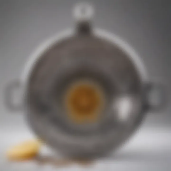 Intricate design of a stainless steel strainer showcasing functionality