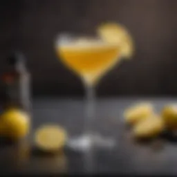 Elegant presentation of the Bees Knees cocktail with a lemon twist