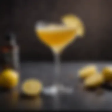 Elegant presentation of the Bees Knees cocktail with a lemon twist