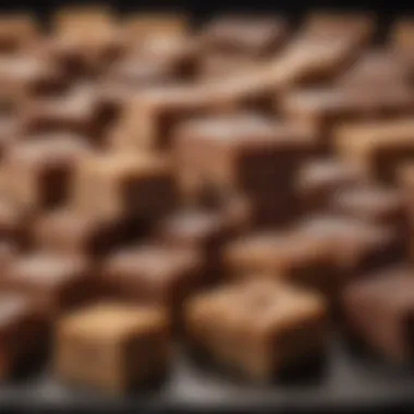 Artisanal Fudge Flavors A stunning array of artisanal fudge squares in various flavors.