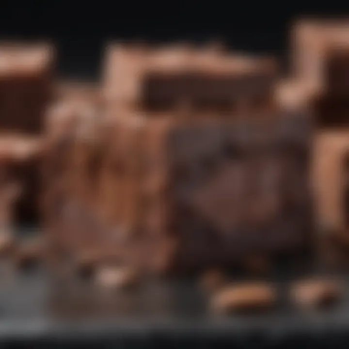 A close-up of rich, decadent chocolate fudge with a glossy finish.