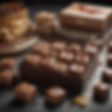 Gourmet Fudge Gift Boxes An elegant display of gourmet fudge gift boxes arranged beautifully.