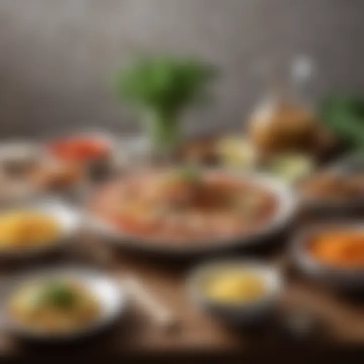 An array of dishes prepared using mandoline-sliced ingredients