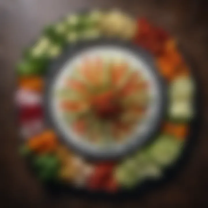 A beautifully arranged platter of uniformly sliced vegetables