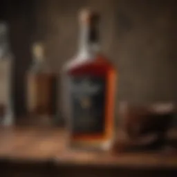 A vintage bottle of John Walker whiskey on a rustic wooden table