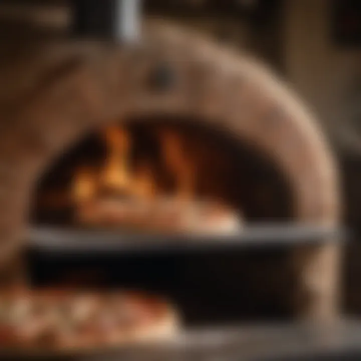 Artisan pizza being baked in a traditional wood-fired oven