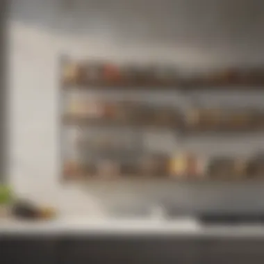 Modern Minimalist Shelf A modern kitchen featuring a minimalist spice shelving design that complements the decor.