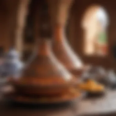 Cultural setting featuring a tagine in a Moroccan dining context