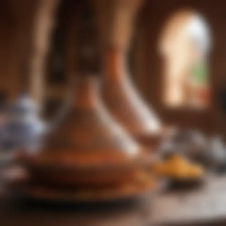 Cultural setting featuring a tagine in a Moroccan dining context