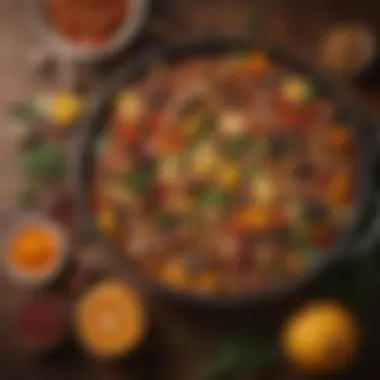 A vibrant array of ingredients typically used in a tagine