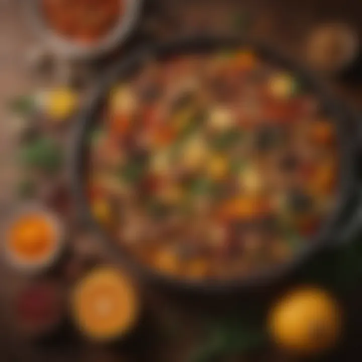A vibrant array of ingredients typically used in a tagine