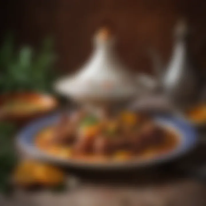 A beautifully plated dish cooked in a tagine, highlighting presentation