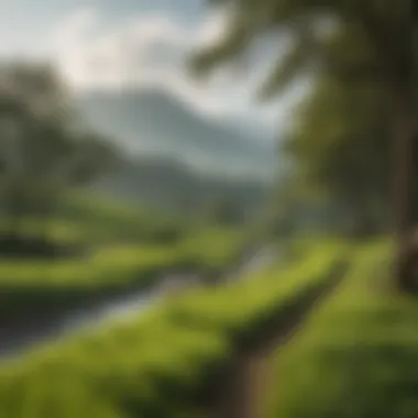 Matcha plants growing in a serene landscape