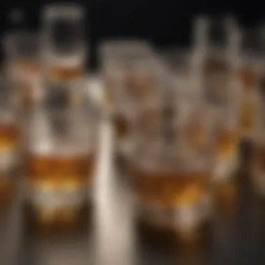 Intricate Designs of Small Whisky Glasses A collection of small whisky glasses showcasing intricate designs.