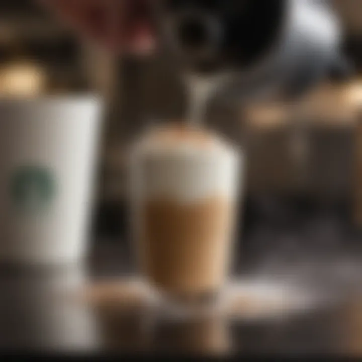 A barista expertly pouring steamed milk into a shot of espresso