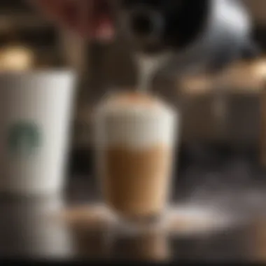 Steamed Milk Pouring Technique A barista expertly pouring steamed milk into a shot of espresso
