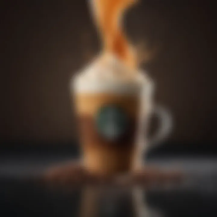 An artistic representation of the Shaken Espresso's flavor profile, with elements illustrating taste and aroma