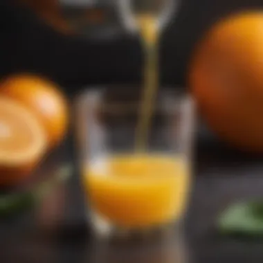 Close-up of freshly squeezed orange juice in a glass