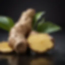 Fresh ginger root with vibrant skin and textured surface