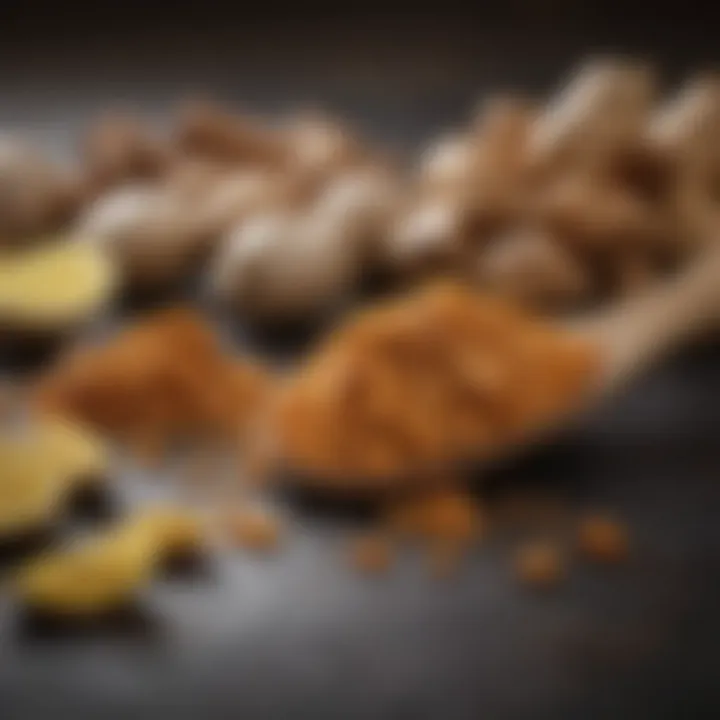 A collection of spices including ginger, showcasing its versatility