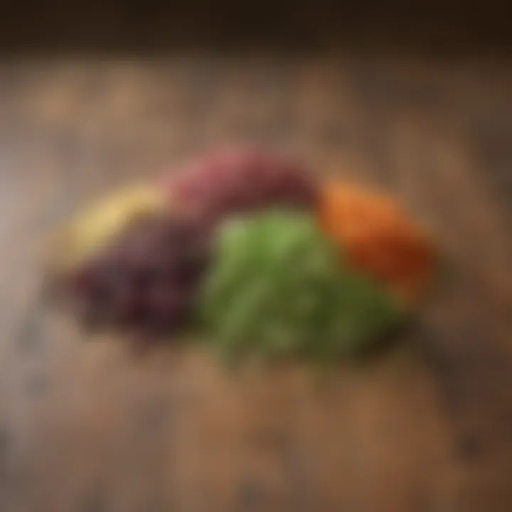 A variety of colorful sprouts on a wooden table