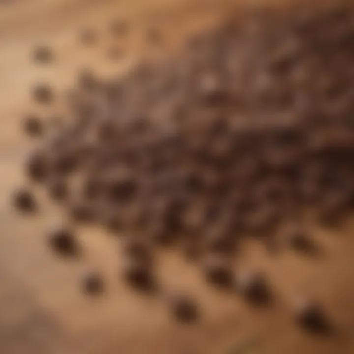 Coffee beans displayed artfully on a wooden table