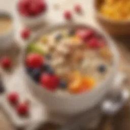 Nutrient-rich bowl of oatmeal topped with fruits and nuts