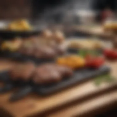 Components of a Premium Grill Set High-quality grill set components arranged on a wooden table