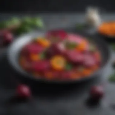 Beet-Infused Dishes A selection of beet-infused dishes served elegantly