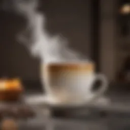 Elegant ceramic cup with steam rising from aromatic coffee