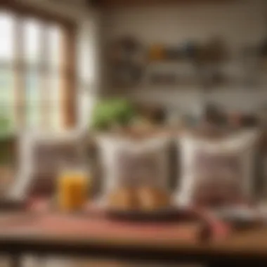 Culinary-Inspired Decor with The Pioneer Woman Pillows A dining table set with culinary-inspired decor and Pioneer Woman pillows in the background.