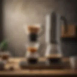 Elegant pourover setup showcasing the coffee dripper and kettle