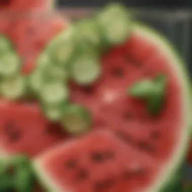Nourishing Hydration Choices An assortment of hydration-rich foods like cucumbers and watermelon